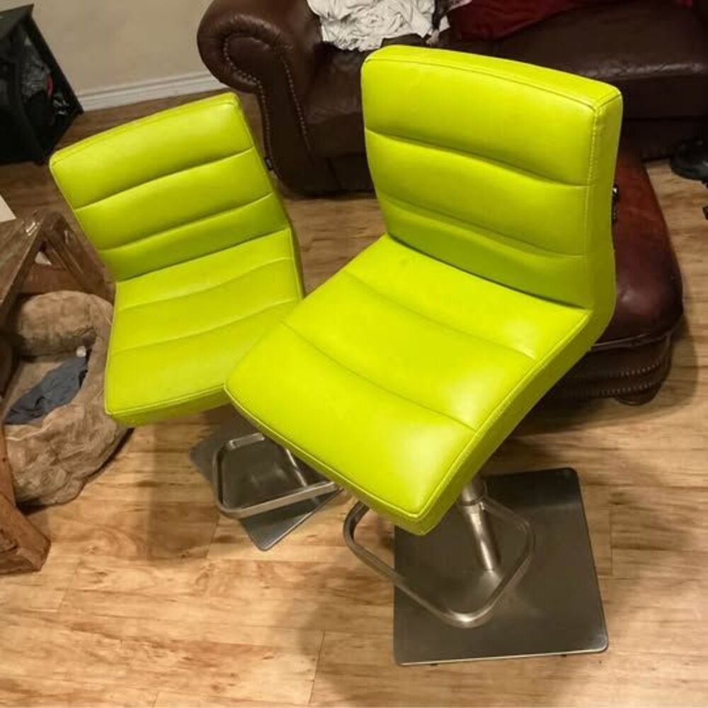 Set of 2 Zuri Furniture Modern Adjustable Bar Stools - Lime Green $65/each, $120